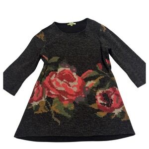 Tesattre Long Sweater Blouse – Floral Rose Print – Size M –   Boho